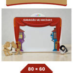 Ahşap Hacivat & Karagöz Sahnesi Işıklı 80x60 cm