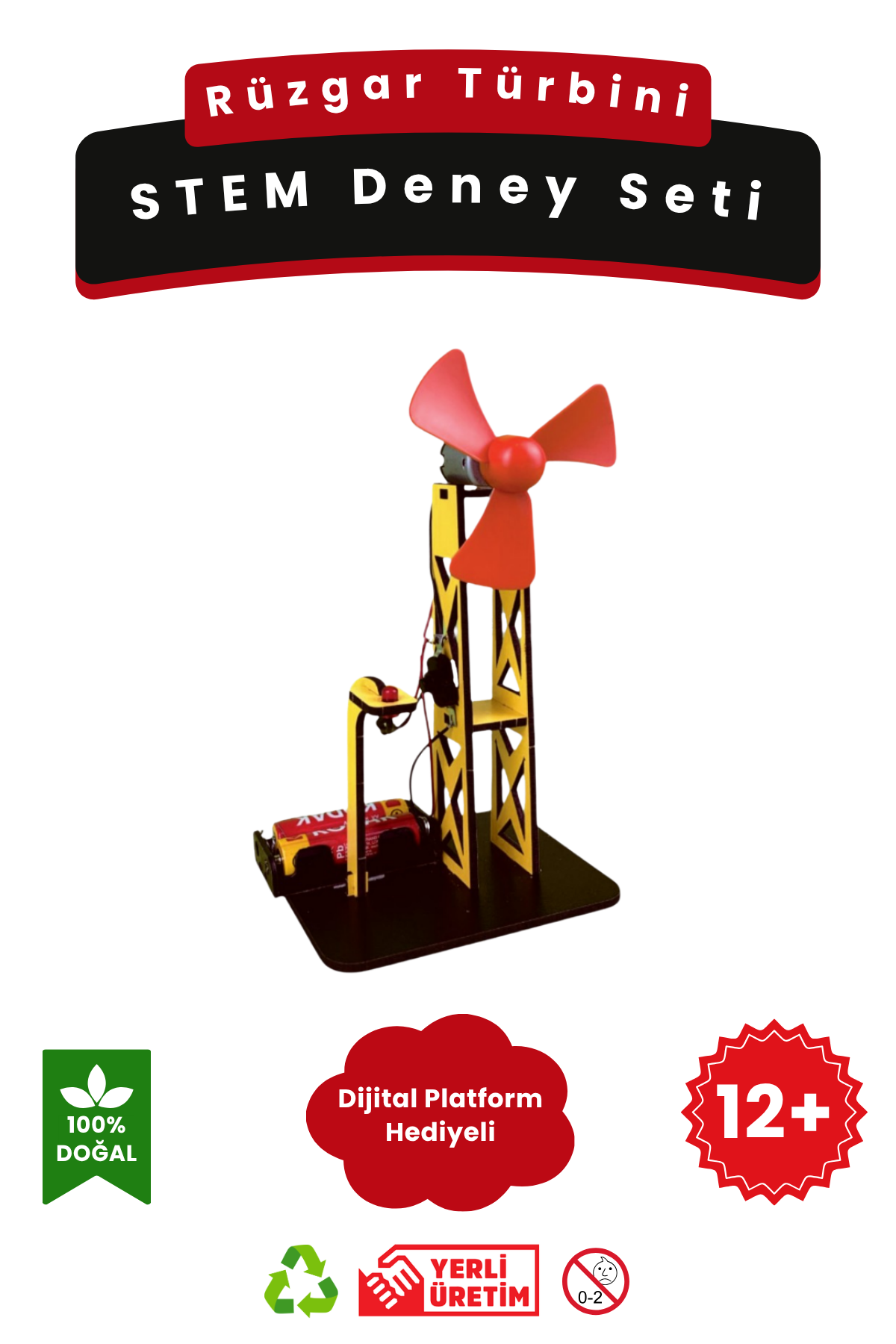 41 Rüzgar Türbini - Kendin Yap Stem Bilim ve Deney Seti - DIY Montessori Eğitim - Maker Set - Görsel 1