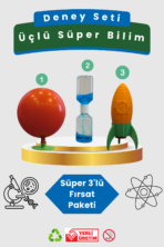 Üçlü Süper Bilim Deney Seti -  Kendin Yap Stem Bilim ve Deney Seti - DIY Montessori Eğitim - Maker Set - Görsel 2
